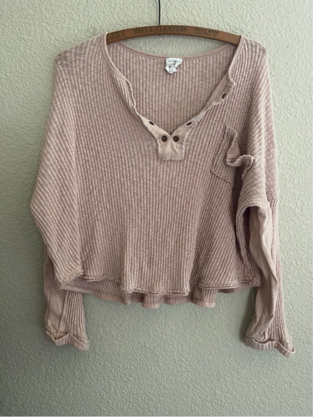 By Together Pink Rib Knit Henley Women’s Size Small